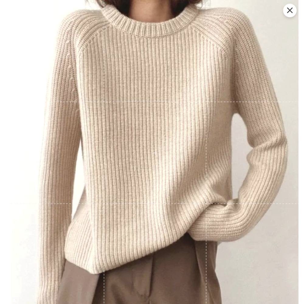 NWT! Jenni Kayne XS Iconic 100% CASHMERE Fisherman Sweater $425 Oatmeal Neutral